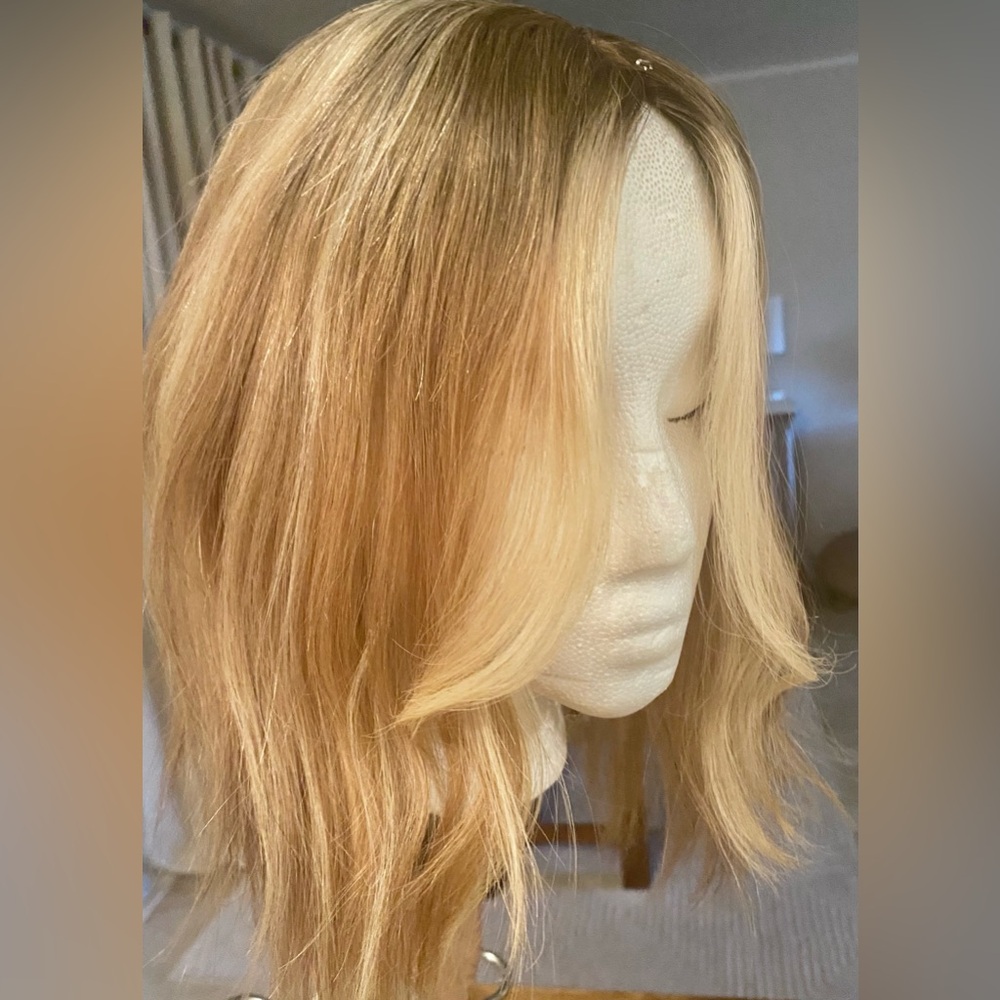 100% Uniwigs Remy Human Hair Topper Great condition! Rooted blonde - Picture 2 of 14